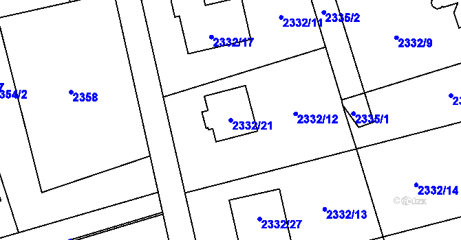 Parcela st. 2332/21 v KÚ Dolní Suchá, Katastrální mapa