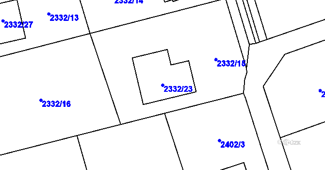 Parcela st. 2332/23 v KÚ Dolní Suchá, Katastrální mapa