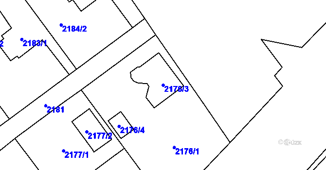 Parcela st. 2176/3 v KÚ Dolní Suchá, Katastrální mapa