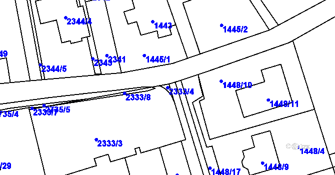 Parcela st. 2333/4 v KÚ Dolní Suchá, Katastrální mapa