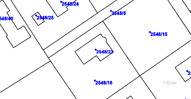 Parcela st. 2548/23 v KÚ Dolní Suchá, Katastrální mapa