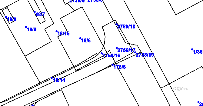 Parcela st. 2759/16 v KÚ Dolní Suchá, Katastrální mapa