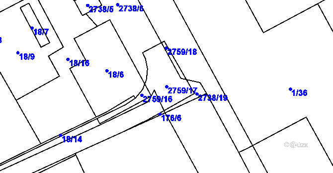 Parcela st. 2759/17 v KÚ Dolní Suchá, Katastrální mapa