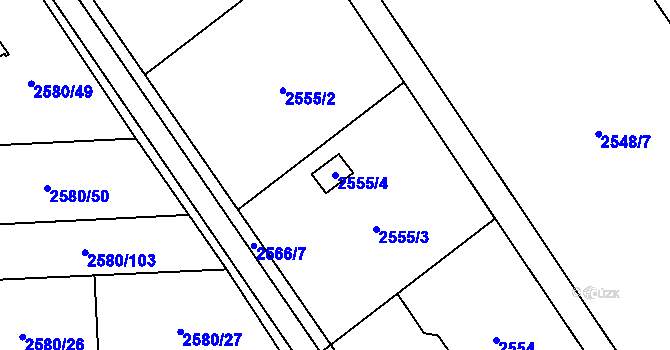 Parcela st. 2555/4 v KÚ Dolní Suchá, Katastrální mapa