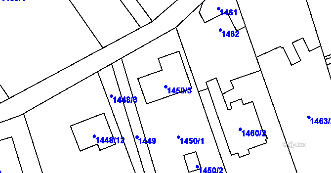 Parcela st. 1450/3 v KÚ Dolní Suchá, Katastrální mapa