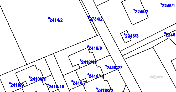 Parcela st. 2418/8 v KÚ Dolní Suchá, Katastrální mapa