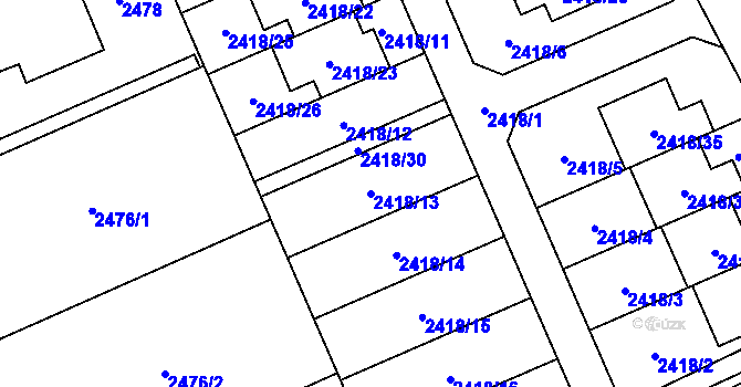 Parcela st. 2418/13 v KÚ Dolní Suchá, Katastrální mapa