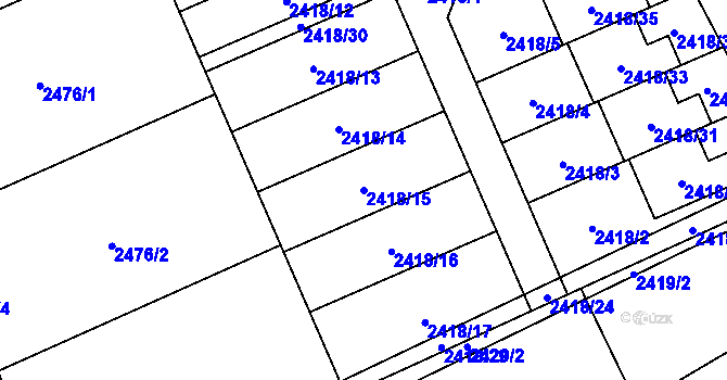 Parcela st. 2418/15 v KÚ Dolní Suchá, Katastrální mapa