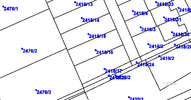 Parcela st. 2418/16 v KÚ Dolní Suchá, Katastrální mapa