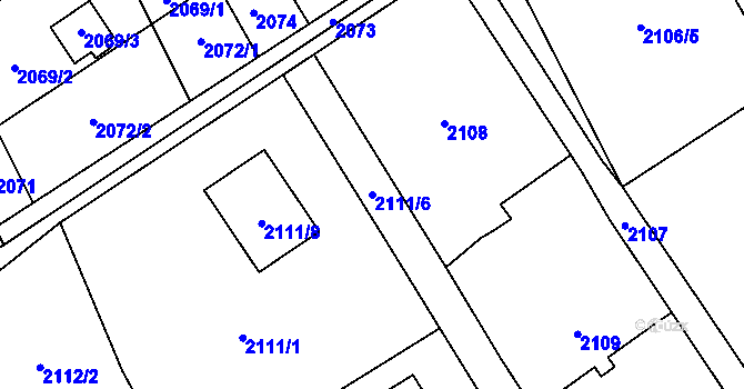 Parcela st. 2111/6 v KÚ Dolní Suchá, Katastrální mapa