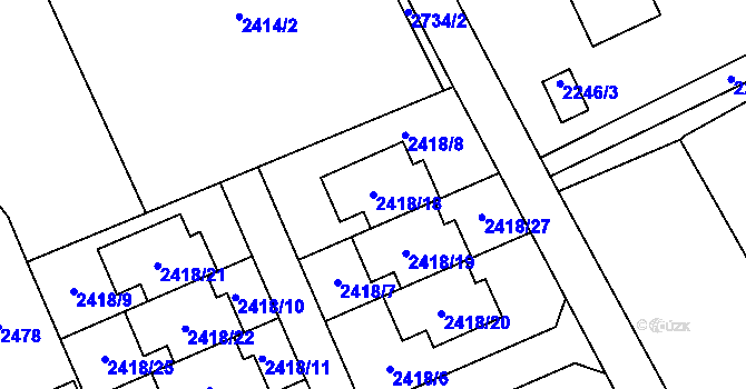 Parcela st. 2418/18 v KÚ Dolní Suchá, Katastrální mapa