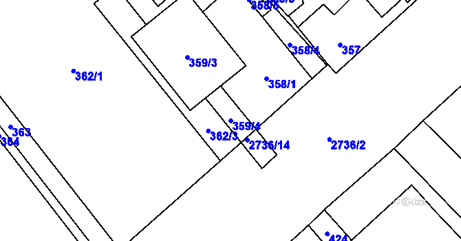 Parcela st. 359/4 v KÚ Dolní Suchá, Katastrální mapa