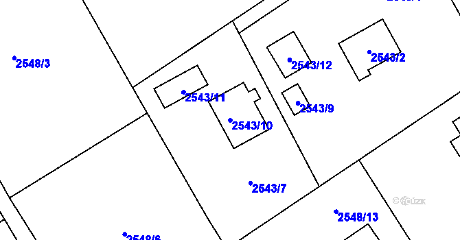 Parcela st. 2543/10 v KÚ Dolní Suchá, Katastrální mapa