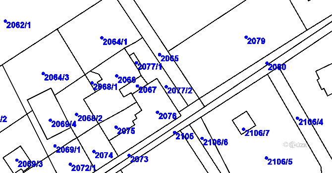Parcela st. 2077/2 v KÚ Dolní Suchá, Katastrální mapa