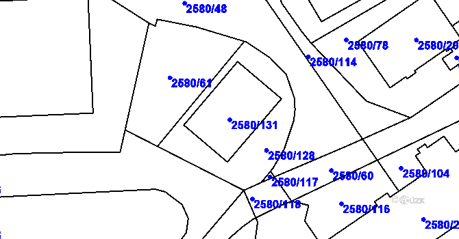 Parcela st. 2580/131 v KÚ Dolní Suchá, Katastrální mapa