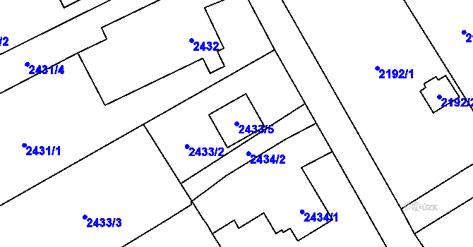 Parcela st. 2433/5 v KÚ Dolní Suchá, Katastrální mapa
