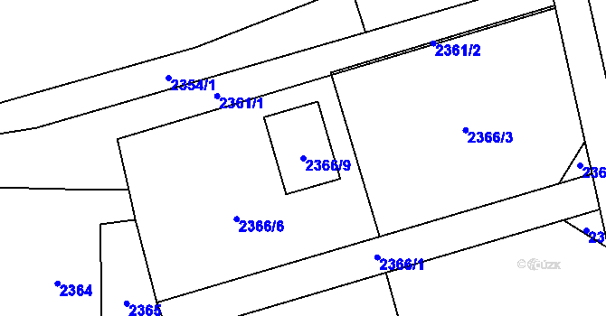 Parcela st. 2366/9 v KÚ Dolní Suchá, Katastrální mapa