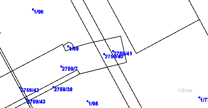 Parcela st. 2759/40 v KÚ Dolní Suchá, Katastrální mapa