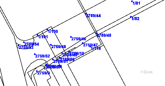 Parcela st. 2759/47 v KÚ Dolní Suchá, Katastrální mapa