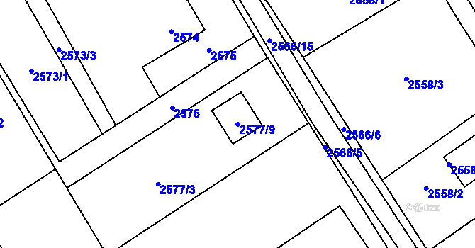 Parcela st. 2577/9 v KÚ Dolní Suchá, Katastrální mapa