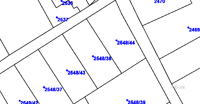 Parcela st. 2548/38 v KÚ Dolní Suchá, Katastrální mapa