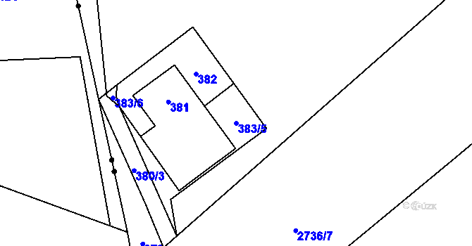 Parcela st. 383/5 v KÚ Dolní Suchá, Katastrální mapa