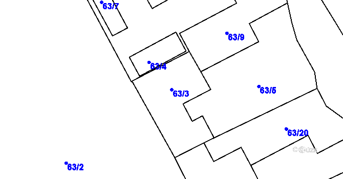 Parcela st. 63/3 v KÚ Dolní Suchá, Katastrální mapa