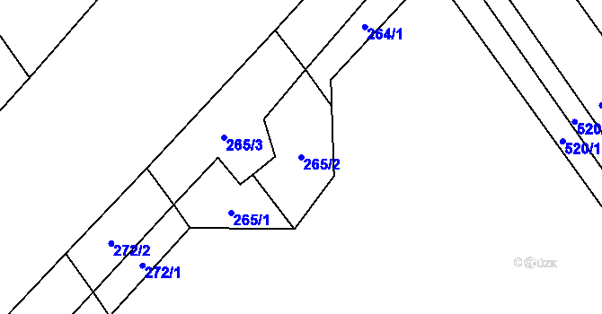 Parcela st. 265/2 v KÚ Dolní Suchá, Katastrální mapa