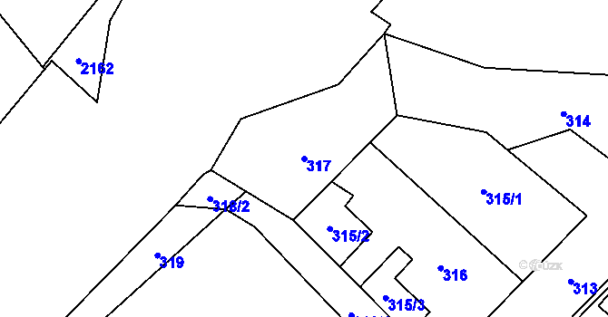 Parcela st. 317 v KÚ Dolní Suchá, Katastrální mapa