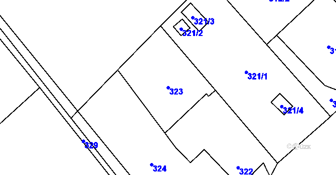Parcela st. 323 v KÚ Dolní Suchá, Katastrální mapa