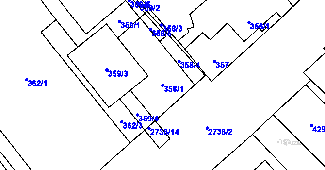 Parcela st. 358/1 v KÚ Dolní Suchá, Katastrální mapa