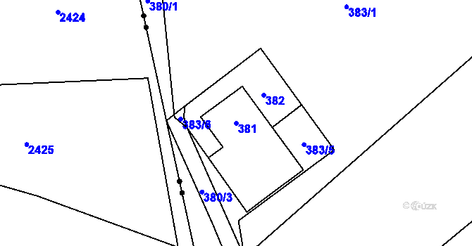 Parcela st. 381 v KÚ Dolní Suchá, Katastrální mapa