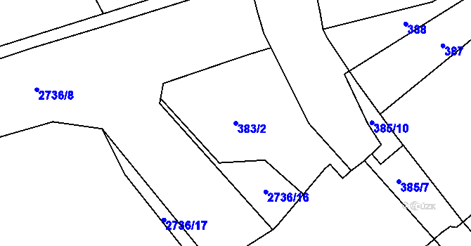 Parcela st. 383/2 v KÚ Dolní Suchá, Katastrální mapa