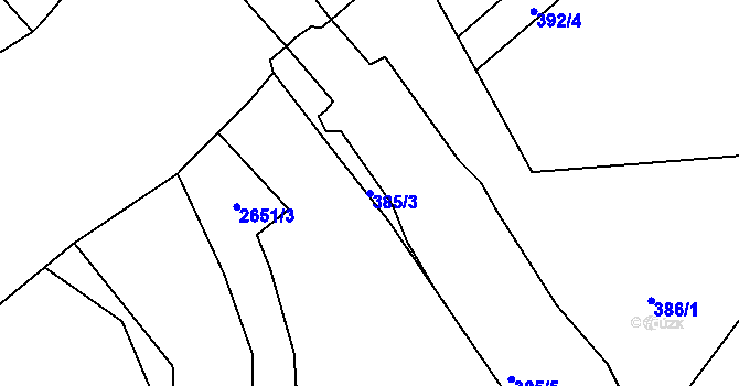 Parcela st. 385/3 v KÚ Dolní Suchá, Katastrální mapa