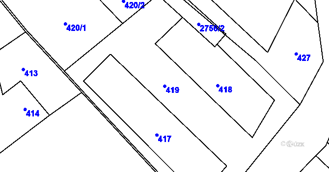 Parcela st. 419 v KÚ Dolní Suchá, Katastrální mapa