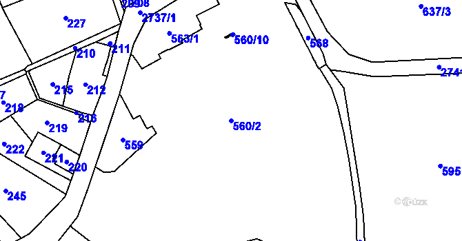 Parcela st. 560/2 v KÚ Dolní Suchá, Katastrální mapa
