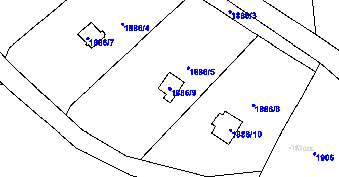 Parcela st. 1886/9 v KÚ Dolní Suchá, Katastrální mapa