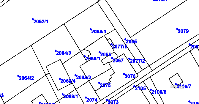 Parcela st. 2066 v KÚ Dolní Suchá, Katastrální mapa