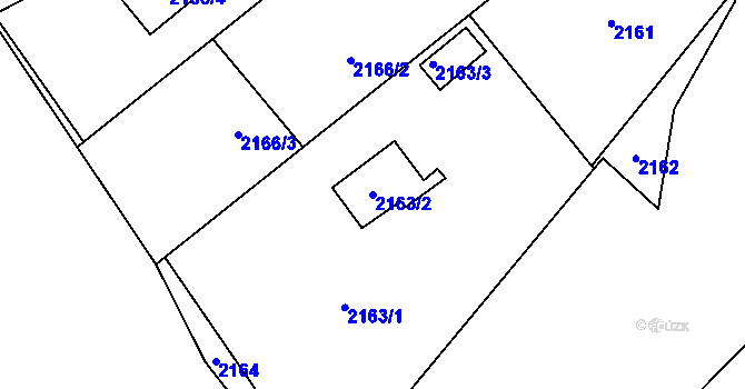 Parcela st. 2163/2 v KÚ Dolní Suchá, Katastrální mapa