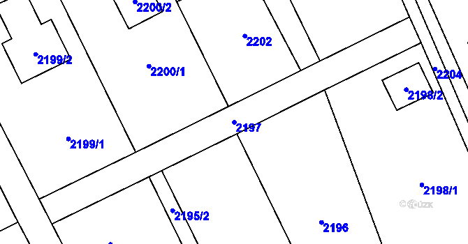 Parcela st. 2197 v KÚ Dolní Suchá, Katastrální mapa