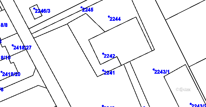 Parcela st. 2242 v KÚ Dolní Suchá, Katastrální mapa