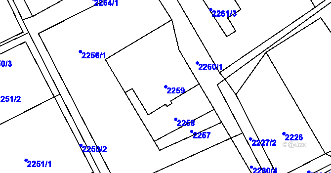 Parcela st. 2259 v KÚ Dolní Suchá, Katastrální mapa
