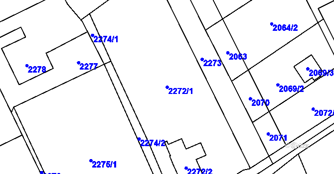 Parcela st. 2272/1 v KÚ Dolní Suchá, Katastrální mapa
