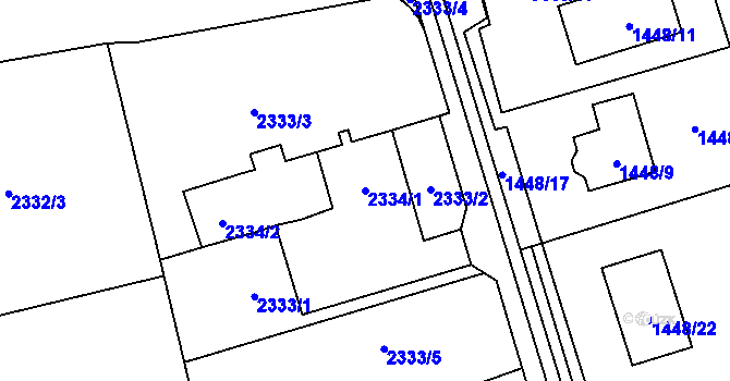 Parcela st. 2334/1 v KÚ Dolní Suchá, Katastrální mapa