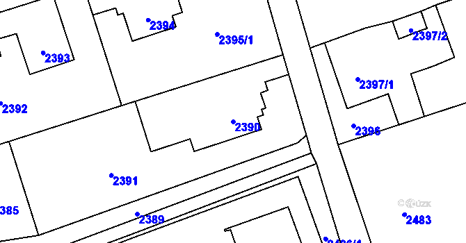 Parcela st. 2390 v KÚ Dolní Suchá, Katastrální mapa