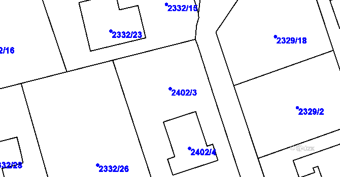 Parcela st. 2402/3 v KÚ Dolní Suchá, Katastrální mapa