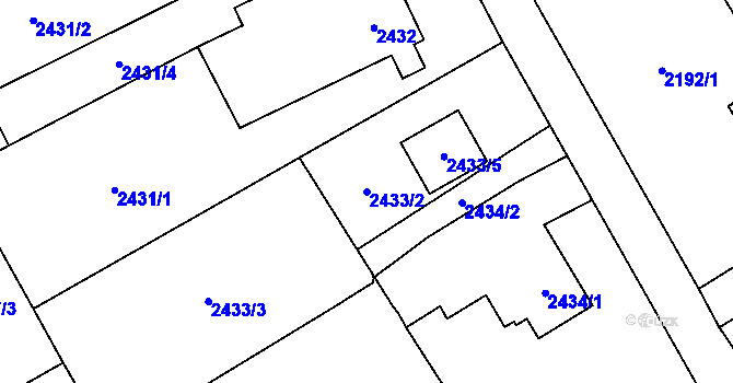 Parcela st. 2433/2 v KÚ Dolní Suchá, Katastrální mapa