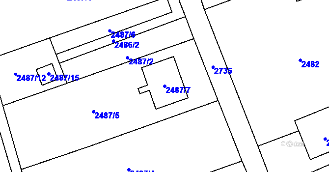 Parcela st. 2487/7 v KÚ Dolní Suchá, Katastrální mapa