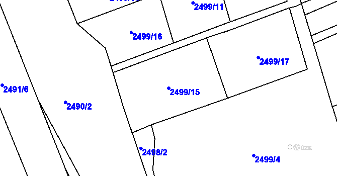 Parcela st. 2499/15 v KÚ Dolní Suchá, Katastrální mapa