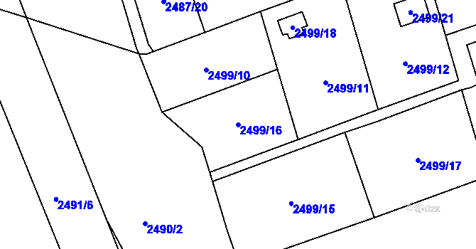 Parcela st. 2499/16 v KÚ Dolní Suchá, Katastrální mapa